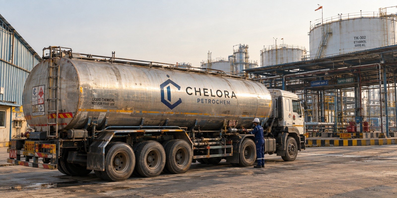 Chelora PetroChem tanker at the loading yard